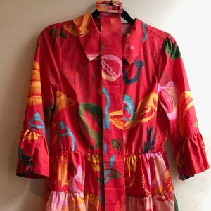 FARM RIO-Red Mixed Fruits Ocean Mini Dress Color: MULTI Size: S